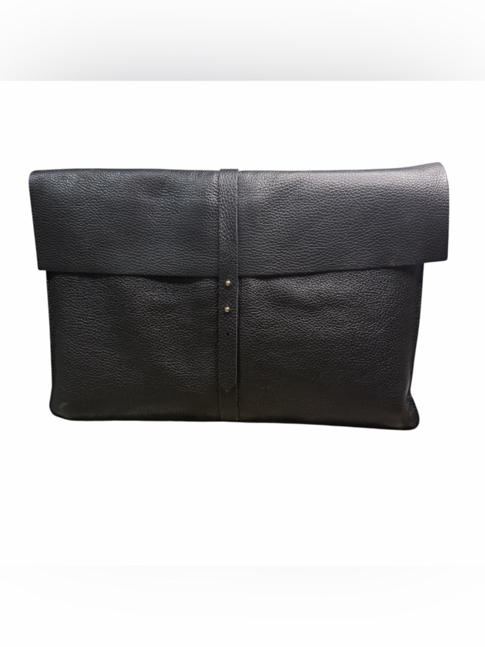 Cuyana Black Pebbled Leather Fold-Over Men's Briefcase Clutch